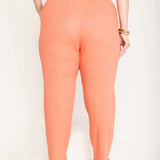 Calça Skinny de Linho com Zíper Frontal - Coral - Uhnika