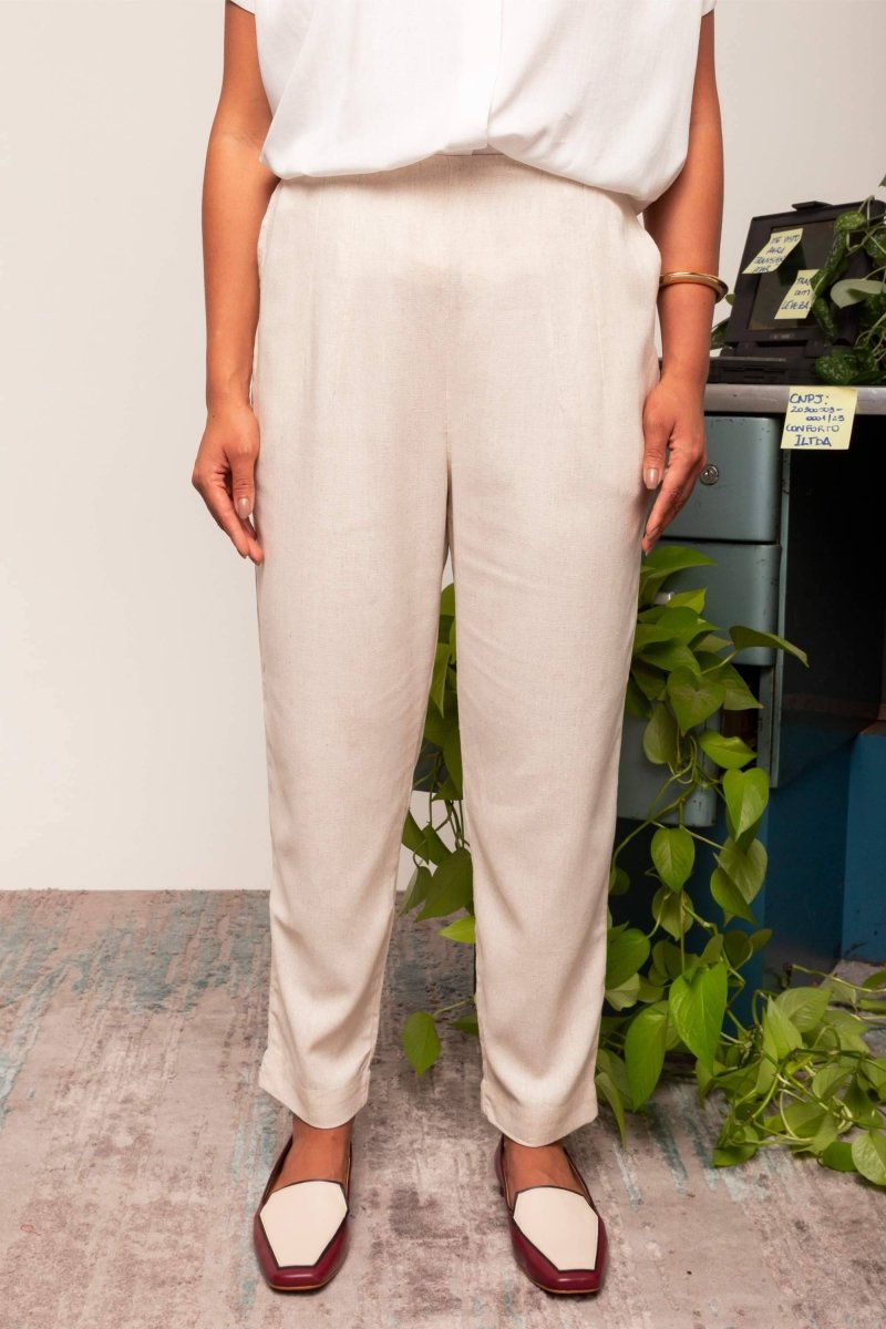 Calça Skinny de Linho - Linho Natural - Uhnika