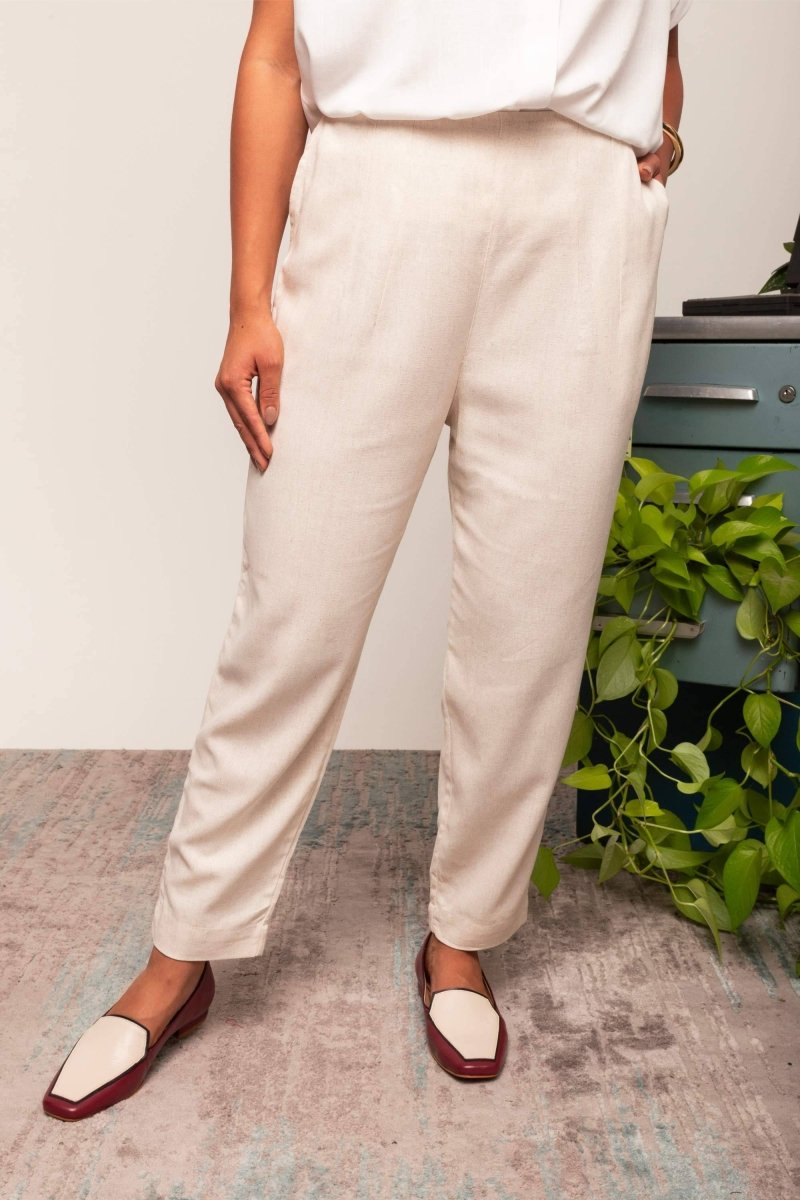Calça Skinny de Linho - Linho Natural - Uhnika