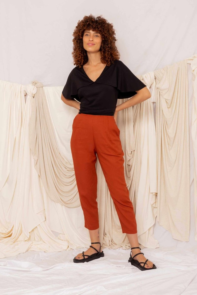 Calça Skinny de Linho - Linho Natural - Uhnika