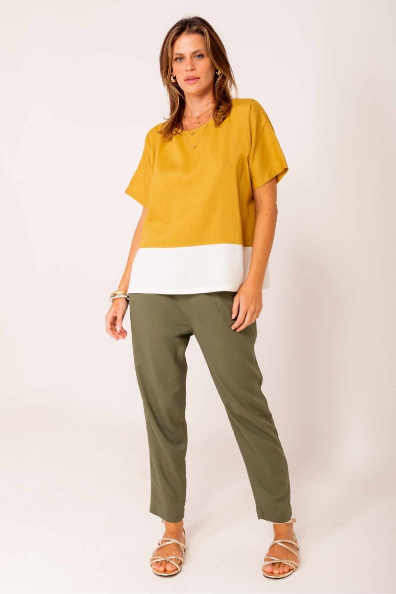 Calça Skinny de Linho - Verde - Uhnika