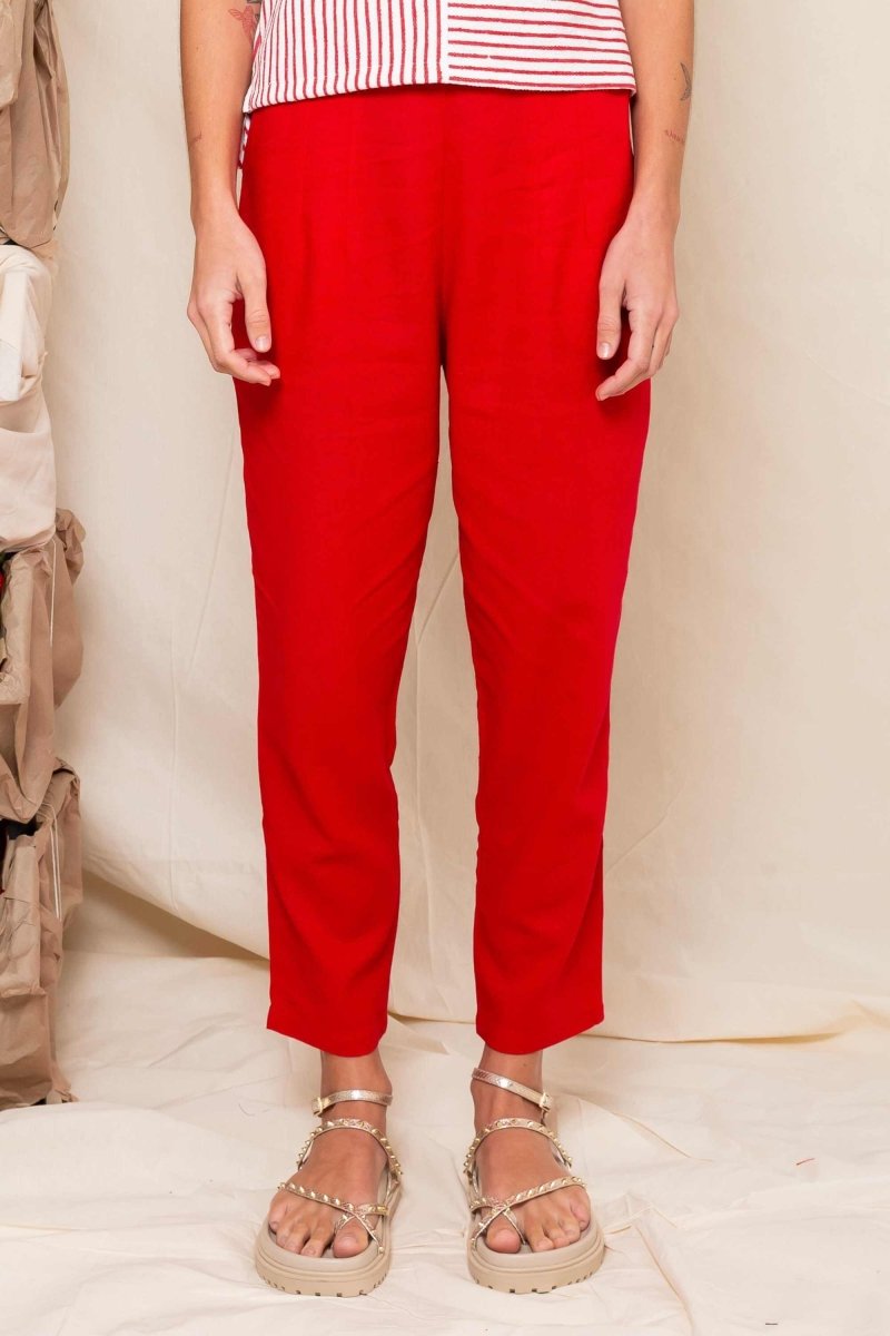 Calça Skinny de Linho - Verde - Uhnika