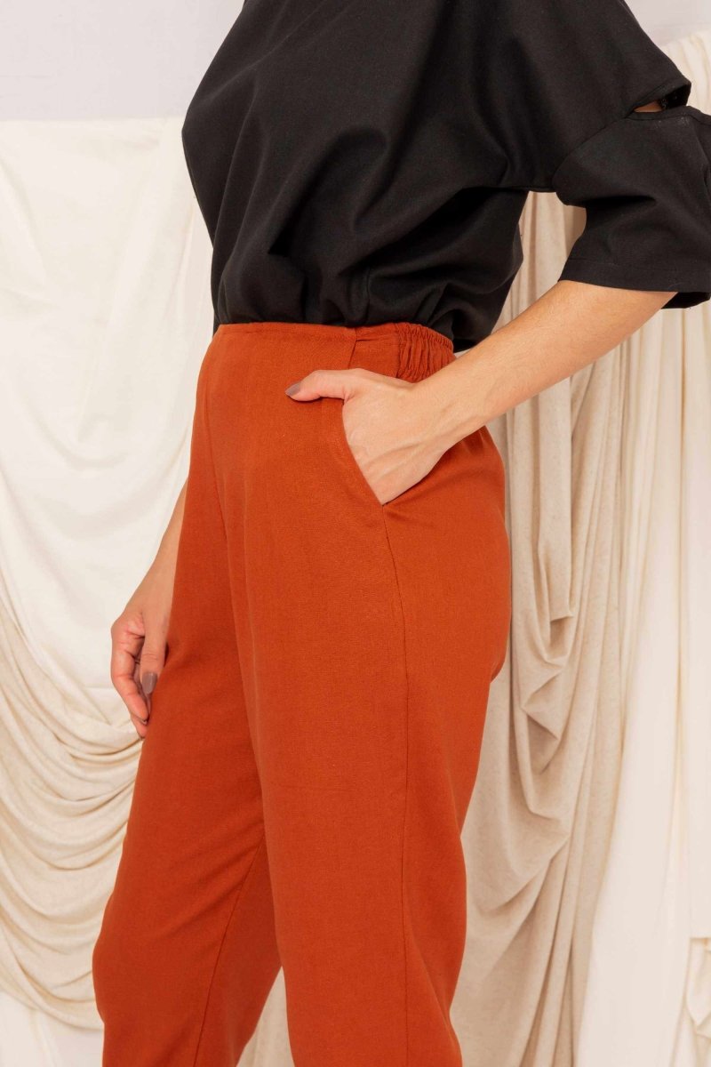 Calça Skinny de Linho - Linho Natural - Uhnika