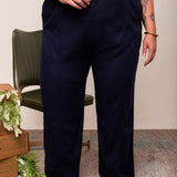 Calça Reta de Linho com Bolso