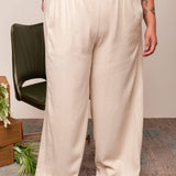 Calça Pantalona de Linho Feminina