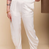 Calça de Viscose Sarja com Bolsos - Off White - Uhnika