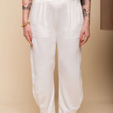 Calça de Viscose Sarja com Bolsos - Off White - Uhnika