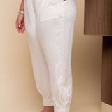 Calça de Viscose Sarja com Bolsos - Off White - Uhnika