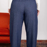 Calça Wide Leg Moletinho com Nó - Azul Marinho - Uhnika
