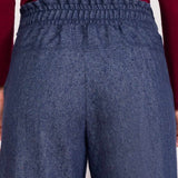 Calça Wide Leg Moletinho com Nó - Azul Marinho - Uhnika
