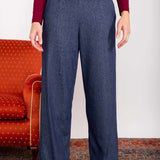 Calça Wide Leg Moletinho com Nó - Azul Marinho - Uhnika