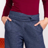 Calça Wide Leg Moletinho com Nó - Azul Marinho - Uhnika