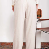 Calça Wide Leg Moletinho com Nó - Off White - Uhnika