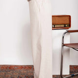 Calça Wide Leg Moletinho com Nó - Off White - Uhnika