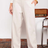 Calça Wide Leg Moletinho com Nó - Off White - Uhnika
