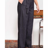 Calça Wide Leg Moletinho com Cinto - Preto - Uhnika