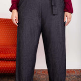 Calça Wide Leg Moletinho com Cinto - Preto - Uhnika