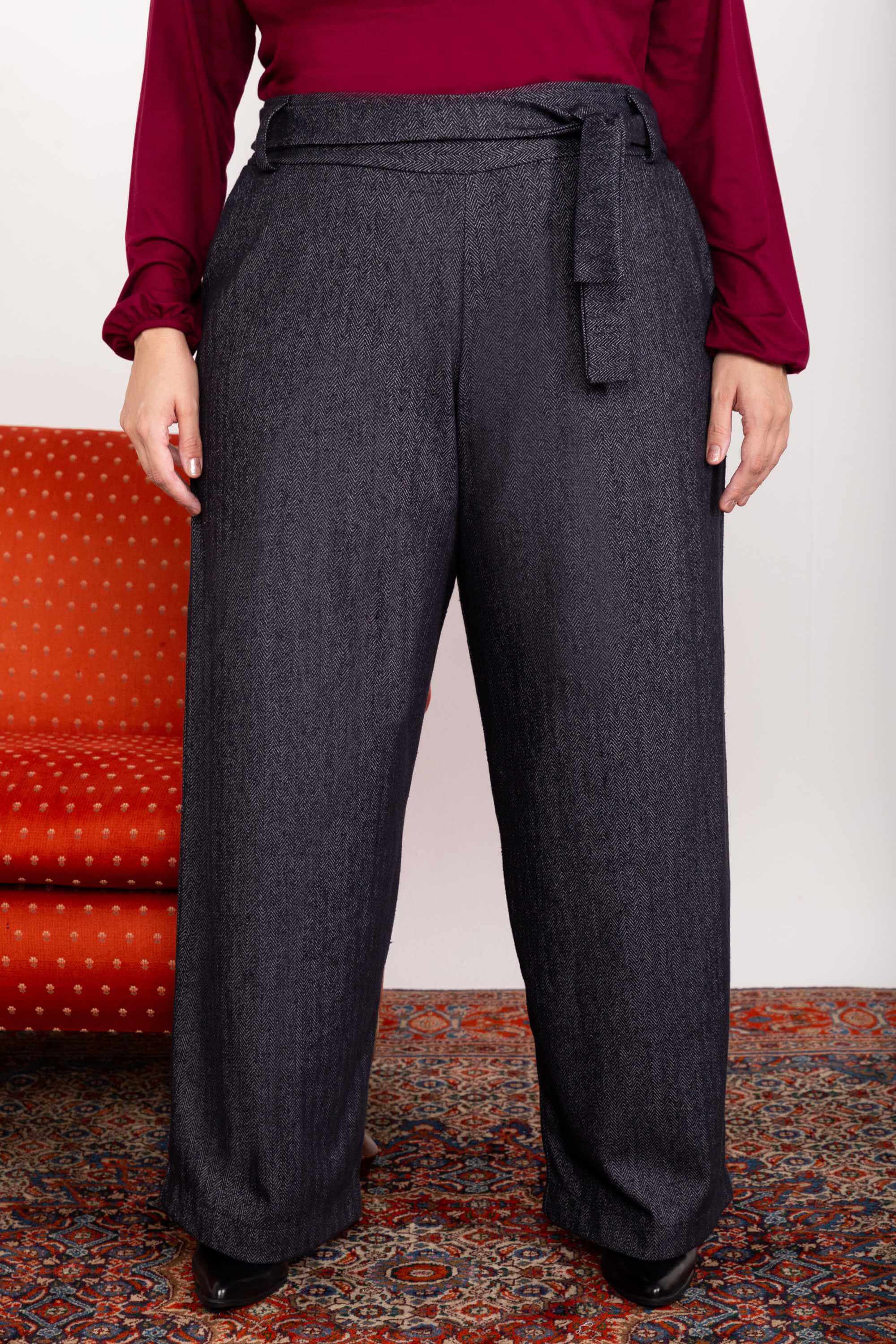 Calça Wide Leg Moletinho com Cinto
