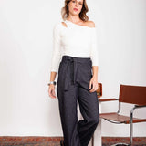 Calça Wide Leg Moletinho com Cinto - Preto - Uhnika