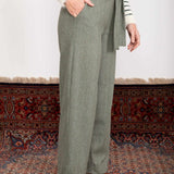 Calça Wide Leg Moletinho com Cinto - Verde - Uhnika