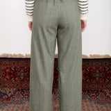 Calça Wide Leg Moletinho com Cinto - Verde - Uhnika