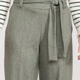 Calça Wide Leg Moletinho com Cinto - Verde - Uhnika