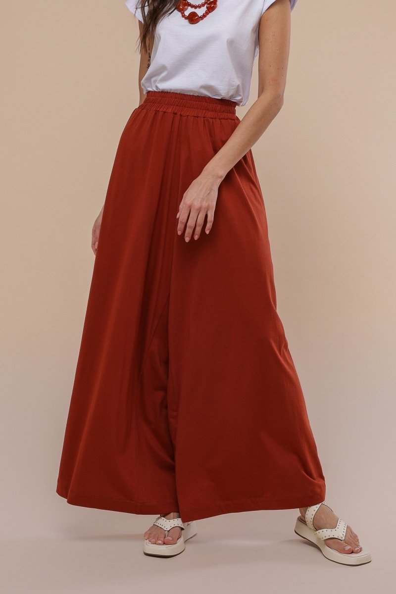 Calça Pantalona de Malha - Terracota - Uhnika