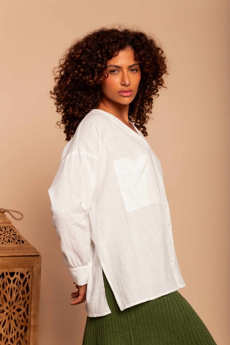 Camisa de Algodão Nômade - Off White - Uhnika