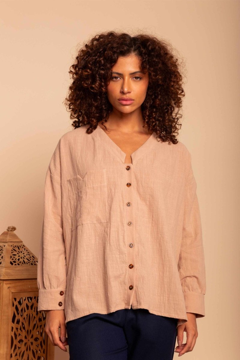 Camisa de Algodão Nômade - Capuccino - Uhnika