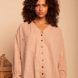 Camisa de Algodão Nômade - Capuccino - Uhnika