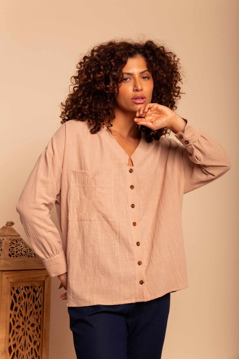 Camisa de Algodão Nômade - Capuccino - Uhnika