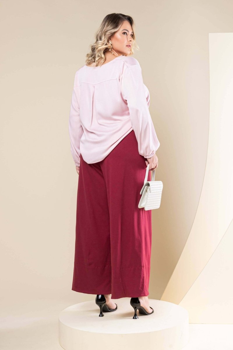 Camisa Gola V Feminina - Rosa - Uhnika