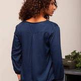 Camisa Gola V Feminina - Azul Marinho - Uhnika