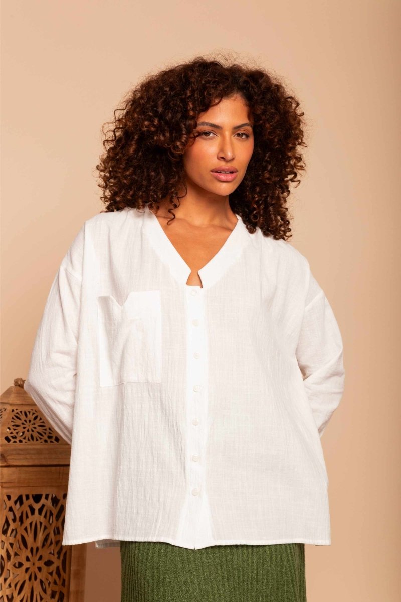 Camisa de Algodão Nômade - Off White - Uhnika
