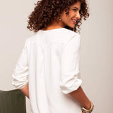 Camisa Gola V Feminina - Off White - Uhnika