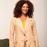 Blazer de Linho Alongado Verão - Capuccino - Uhnika