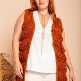 Colete Midi de Tricot com Franjas - Preto - Uhnika