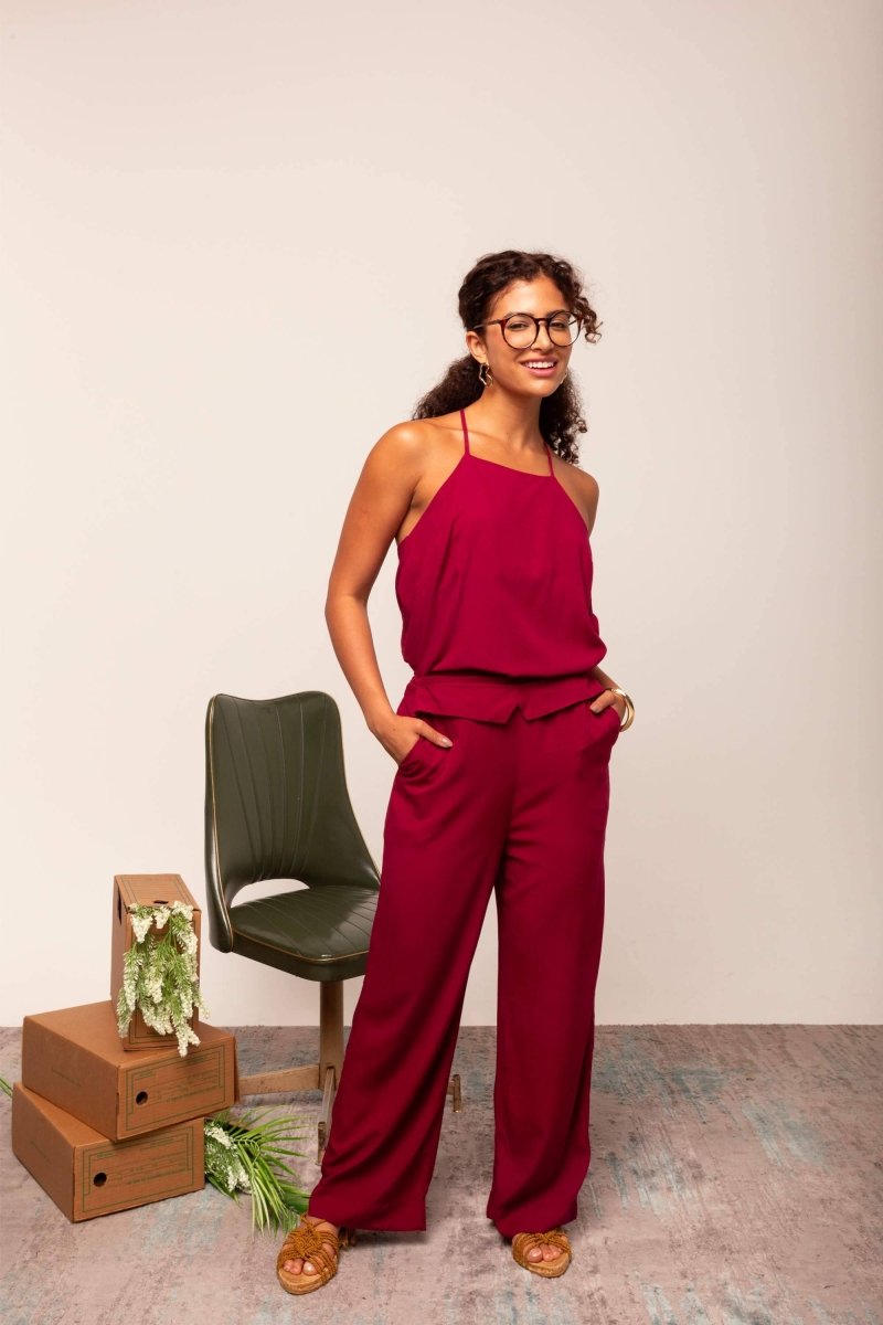 Calça Reta Office Cós em V - Marsala - Uhnika