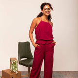 Calça Reta Office Cós em V - Marsala - Uhnika