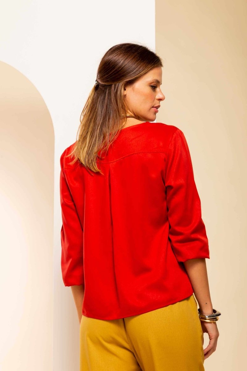 Camisa Gola V Feminina - Terracota - Uhnika