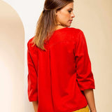 Camisa Gola V Feminina - Terracota - Uhnika