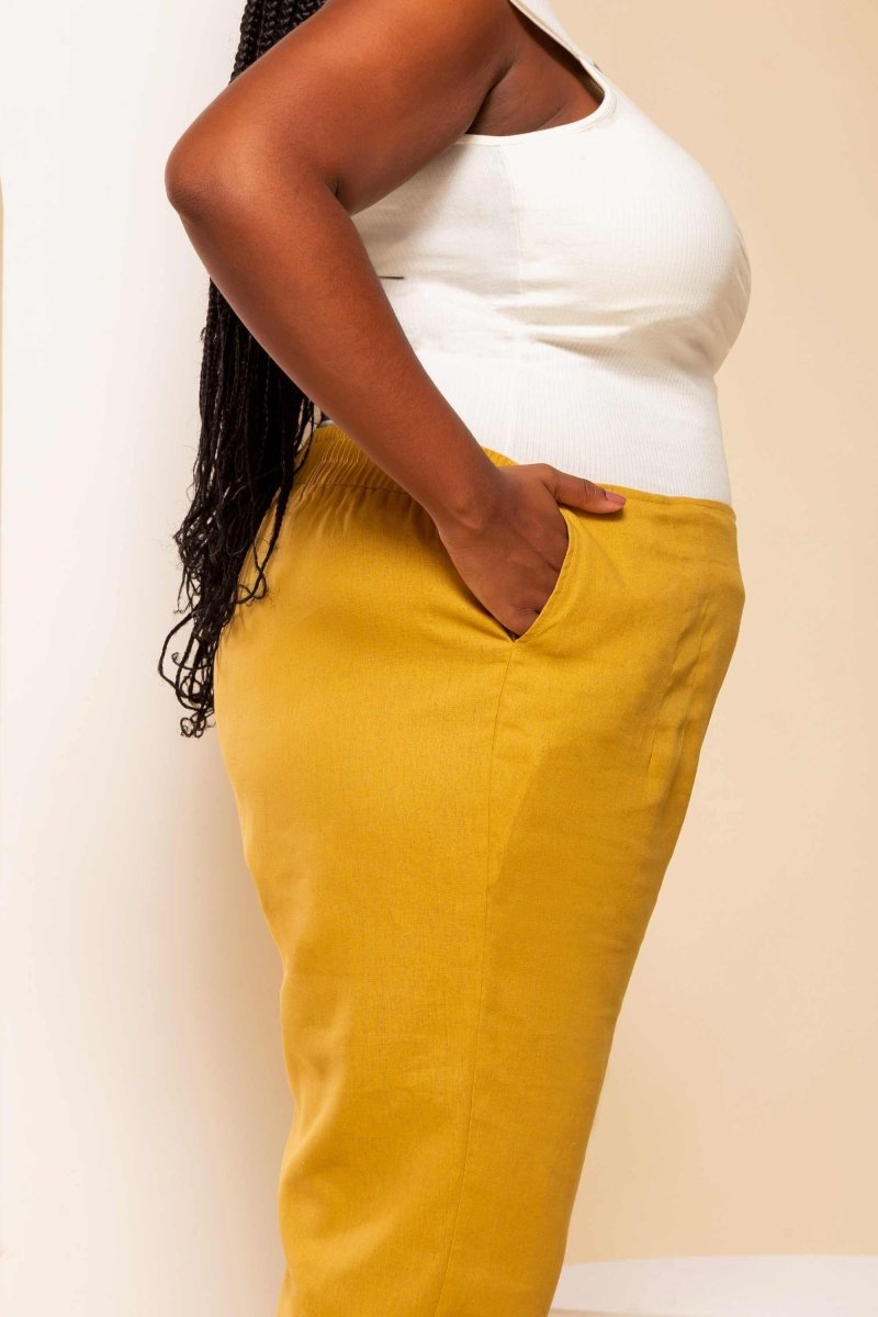 Calça Skinny de Linho - Linho Natural - Uhnika