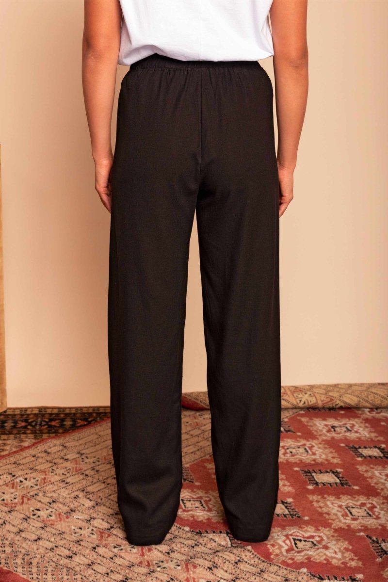 Calça Pantalona de Linho Feminina - Preto - Uhnika