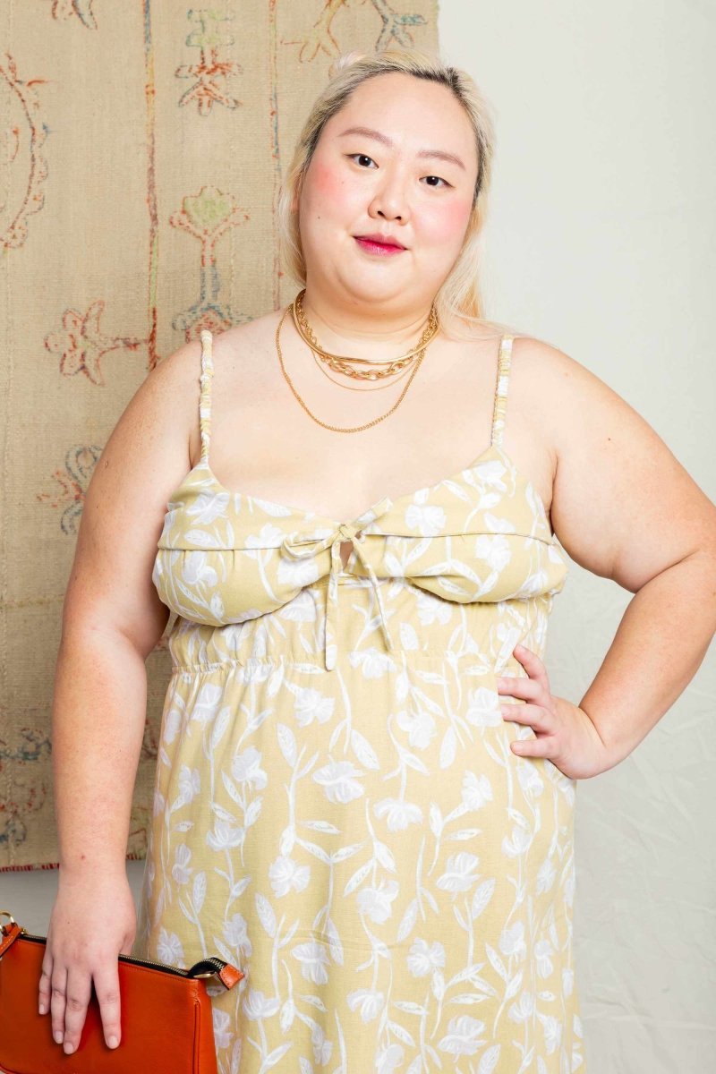 Vestido Midi Feminino Amália - Floral Amarelo - Uhnika