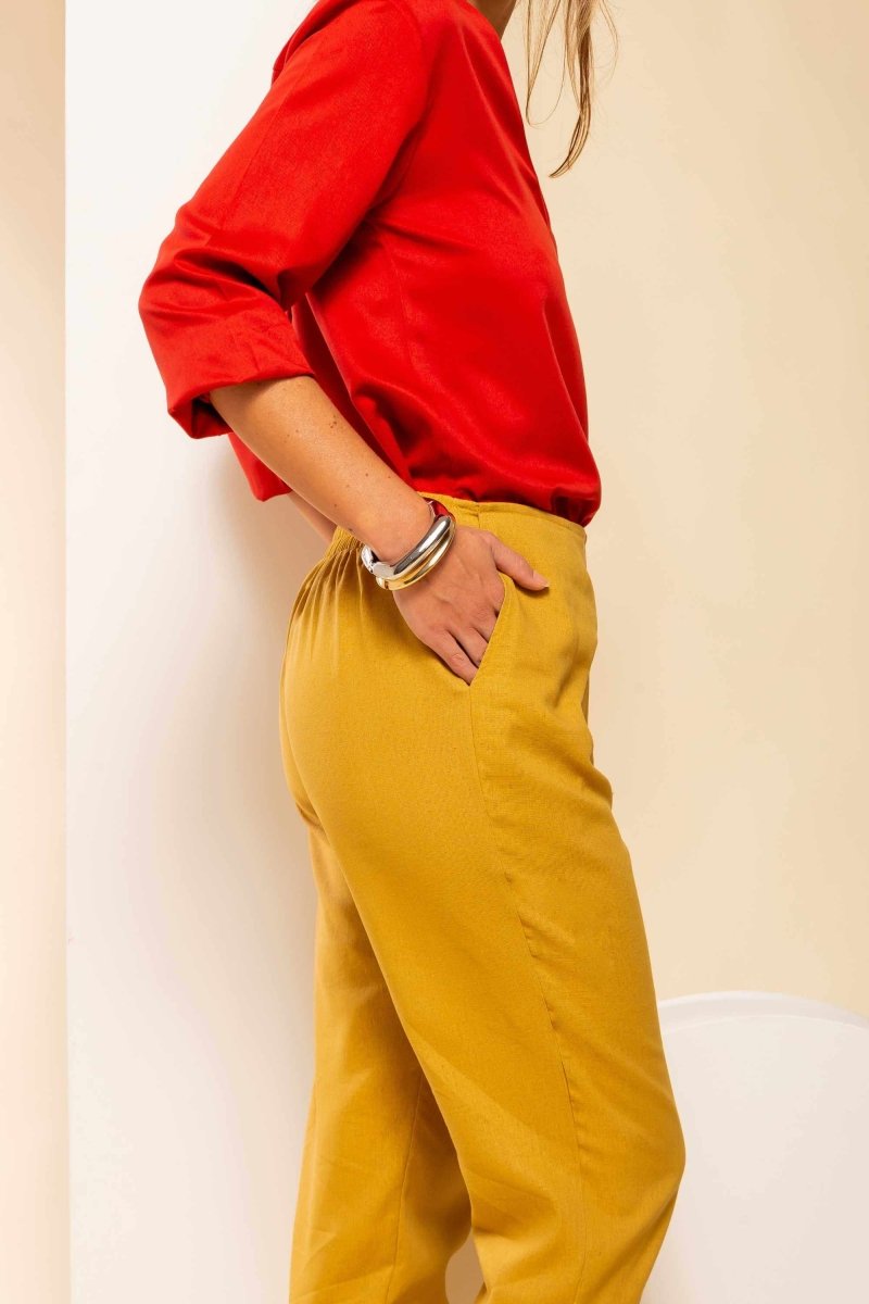 Calça Skinny de Linho - Linho Natural - Uhnika