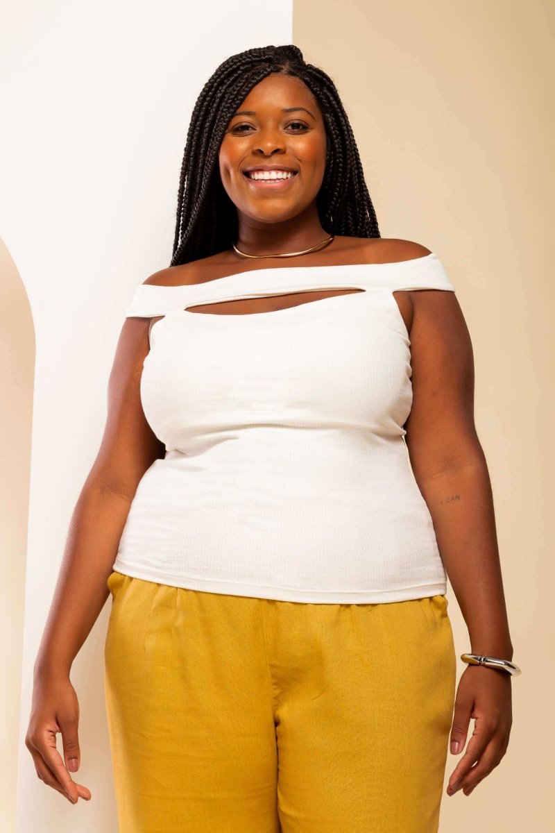Blusa Canelada Ombro a Ombro - Off White - Uhnika