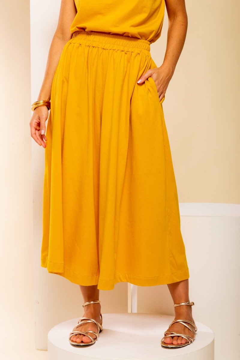 Calça Saia de Malha - Mostarda - Uhnika