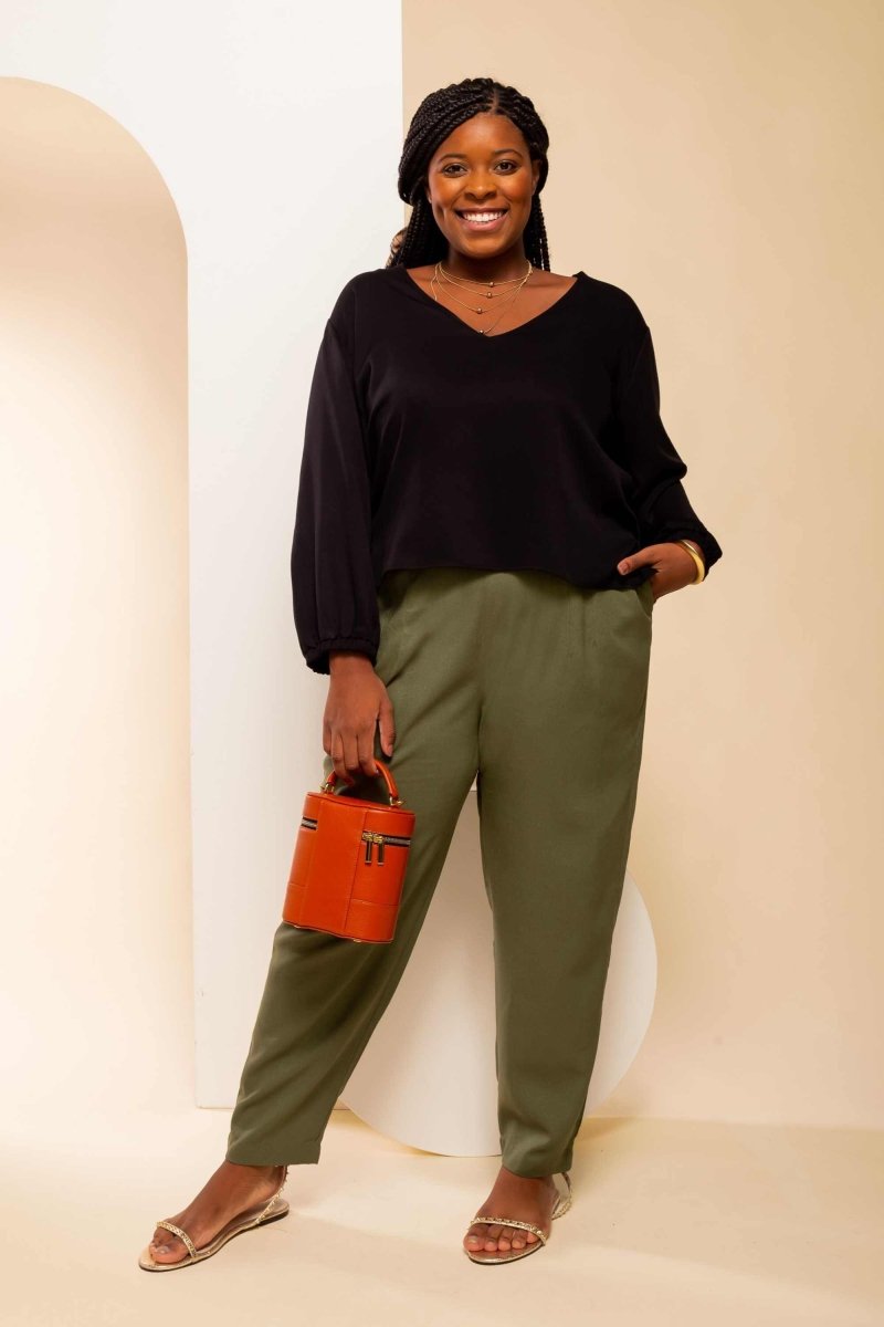 Calça Skinny de Linho - Verde - Uhnika