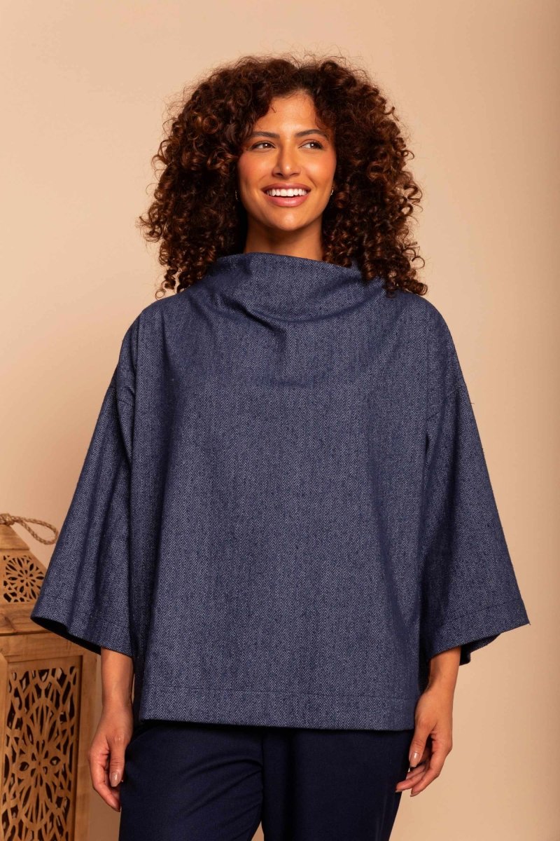 Moletom Gola Alta Oversized - Azul - Uhnika