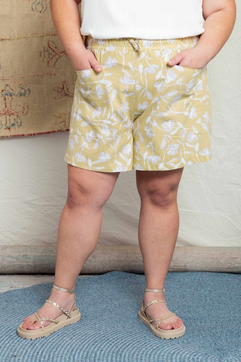 Shorts de Linho Savana - Floral Amarelo - Uhnika